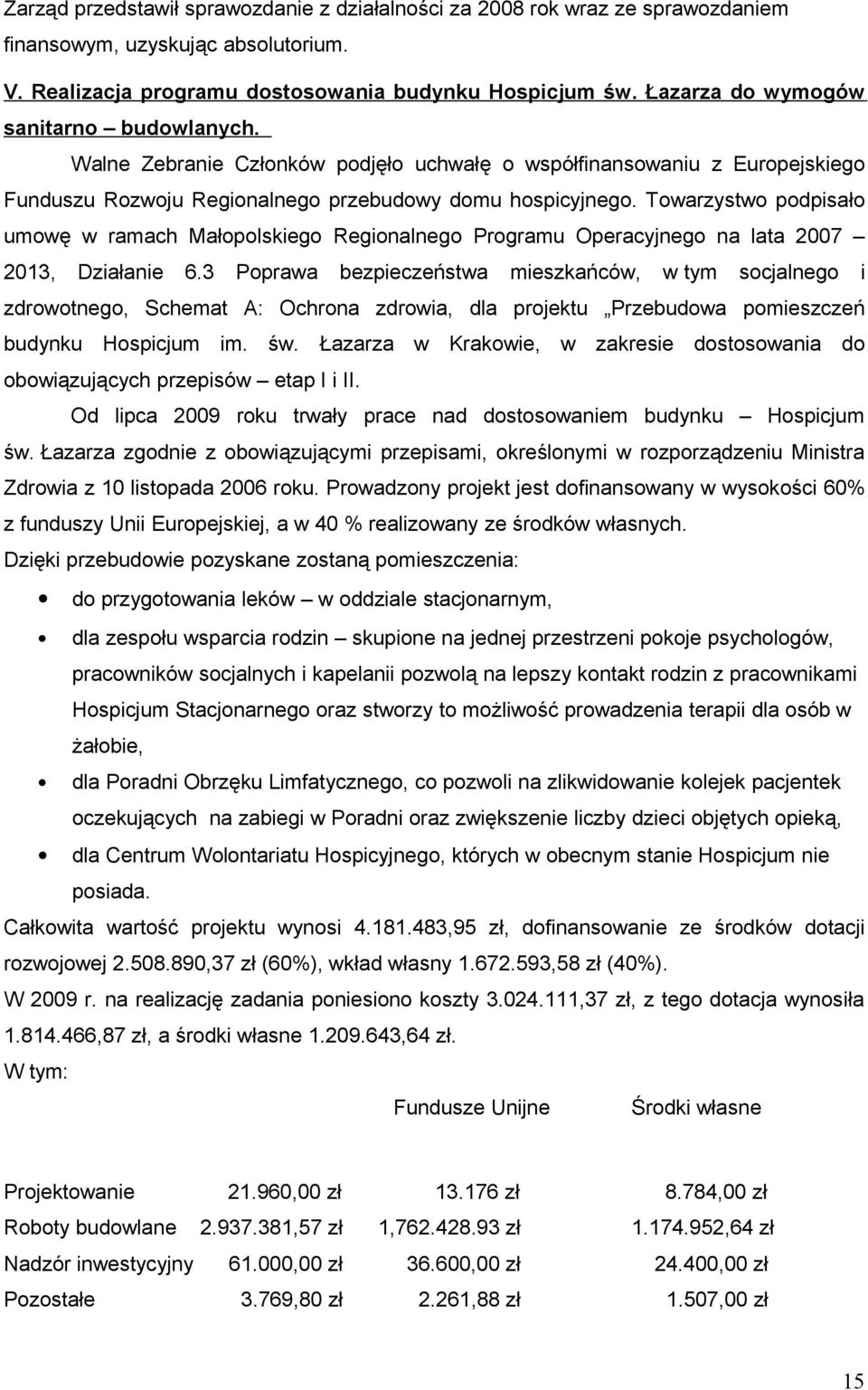 Towarzystwo podpisało umowę w ramach Małopolskiego Regionalnego Programu Operacyjnego na lata 2007 2013, Działanie 6.