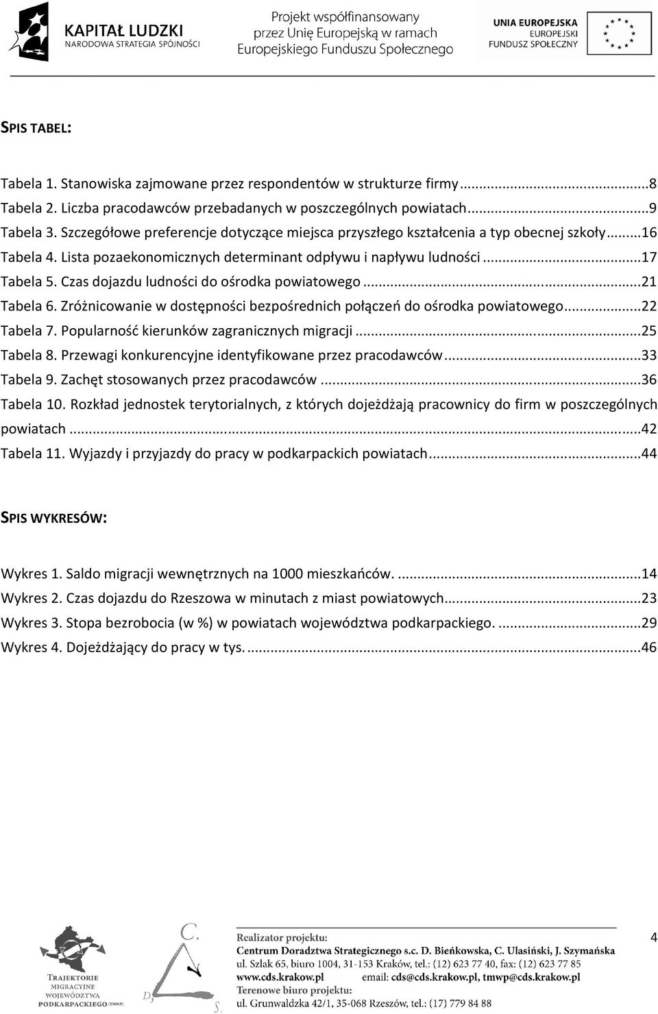 Czas dojazdu ludności do ośrodka powiatowego... 21 Tabela 6. Zróżnicowanie w dostępności bezpośrednich połączeń do ośrodka powiatowego... 22 Tabela 7. Popularność kierunków zagranicznych migracji.