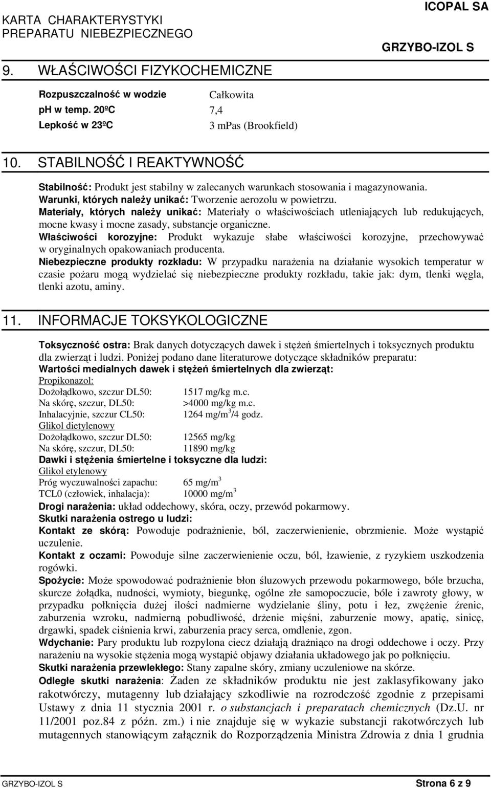 Materiały, których naleŝy unikać: Materiały o właściwościach utleniających lub redukujących, mocne kwasy i mocne zasady, substancje organiczne.