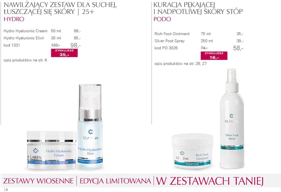 6 Kuracja pękającej i NADPOTLIWEJ skóry stóp PODO Rich Foot Ointment 75 ml 35,- Silver Foot Spray 250 ml