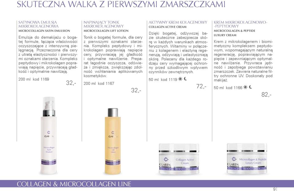 200 ml kod 1169 32,- NAPINAJĄCY Tonik mikrokolagenowy microcollagen LIFT LOTION Tonik o bogatej formule, dla cery z pierwszymi oznakami starzenia.