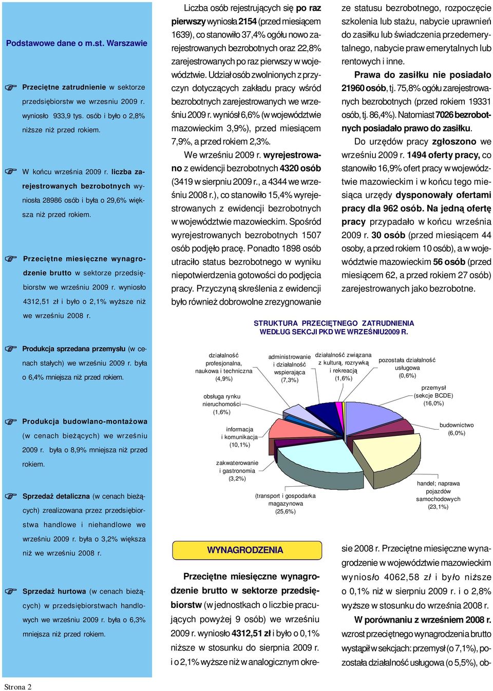 wynios o 4312,51 z i by o o 2,1% wy sze ni we wrze niu 2008 r.