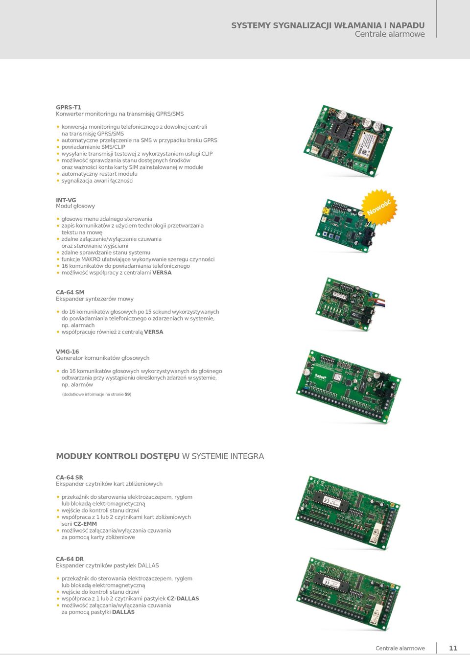 konta karty SIM zainstalowanej w module automatyczny restart modułu sygnalizacja awarii łączności INT-VG Moduł głosowy głosowe menu zdalnego sterowania zapis komunikatów z użyciem technologii