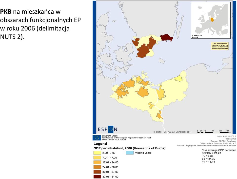 Km Legend GDP per inhabitant, 2006 (thousands of Euros) 2,00-7,00 7,01-17,00 17,01-24,00 24,01-30,00 30,01-37,00 37,01-51,00 missing value Local