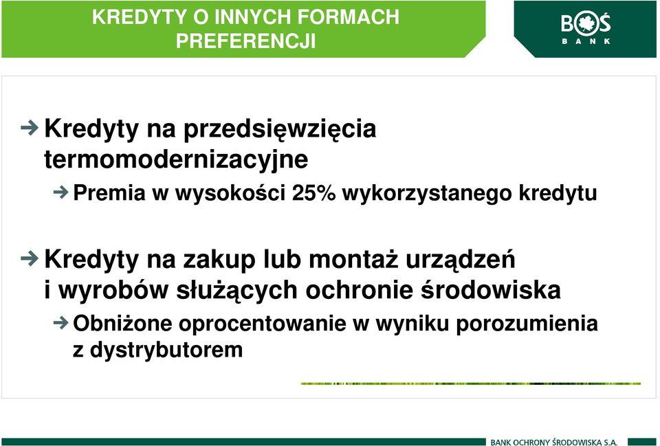 Kredyty na zakup lub montaŝ urządzeń i wyrobów słuŝących ochronie