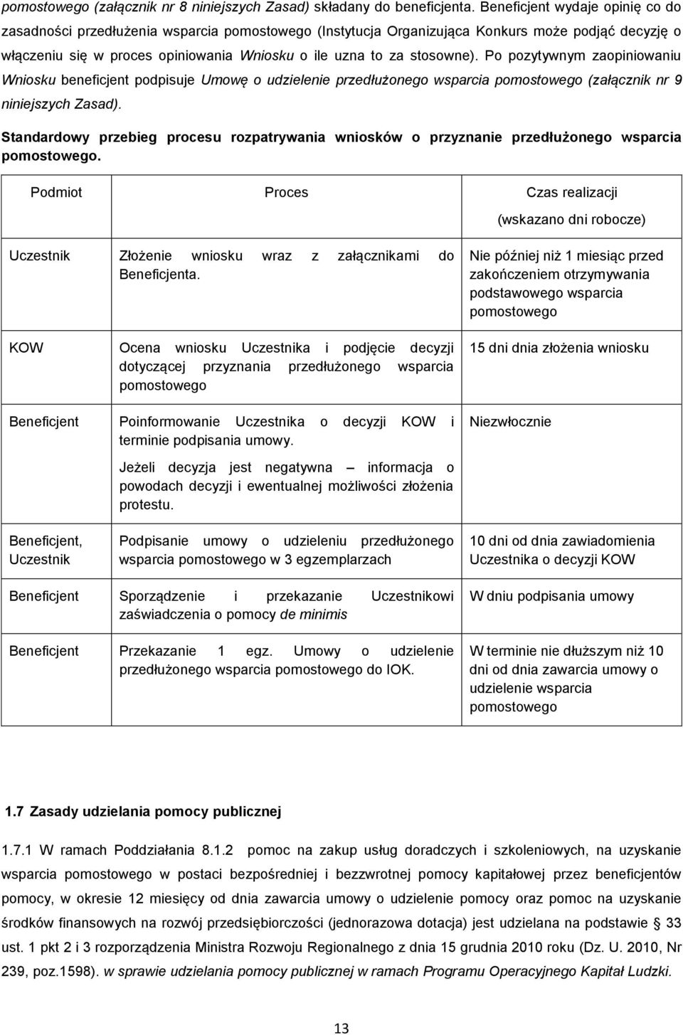 stosowne). Po pozytywnym zaopiniowaniu Wniosku beneficjent podpisuje Umowę o udzielenie przedłużonego wsparcia pomostowego (załącznik nr 9 niniejszych Zasad).