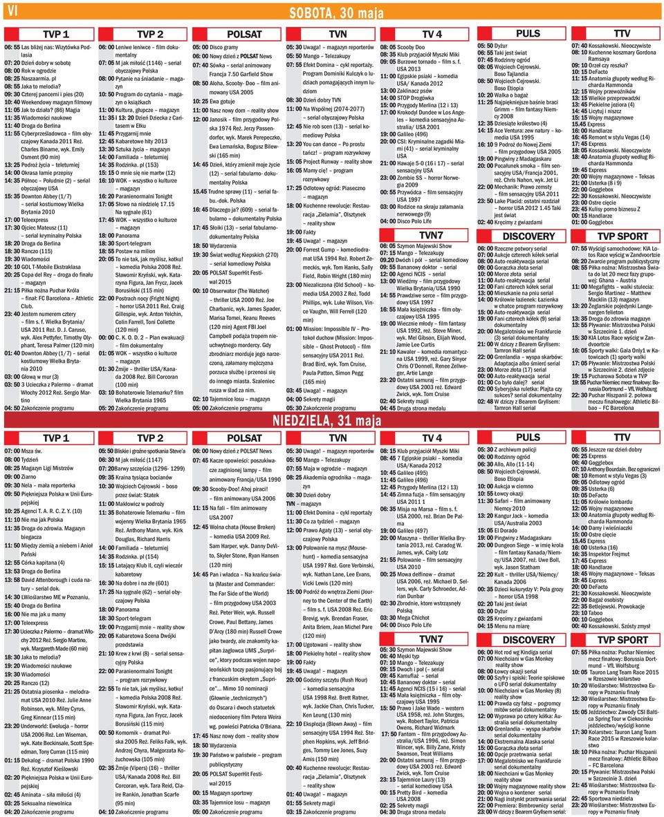 (86) Magia 11: 35 Wiadomości naukowe 11: 40 Droga do Berlina 11: 55 Cyberprześladowca film obyczajowy Kanada 2011 Reż. Charles Biname, wyk.