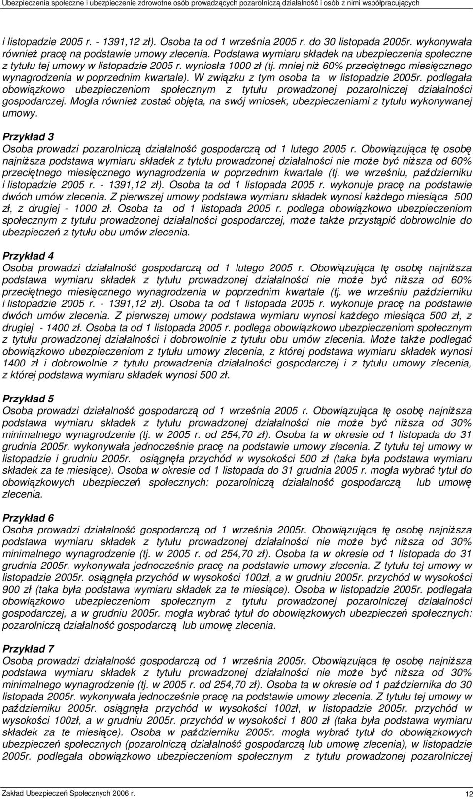 W związku z tym osoba ta w listopadzie 2005r. podlegała obowiązkowo ubezpieczeniom społecznym z tytułu prowadzonej pozarolniczej działalności gospodarczej.