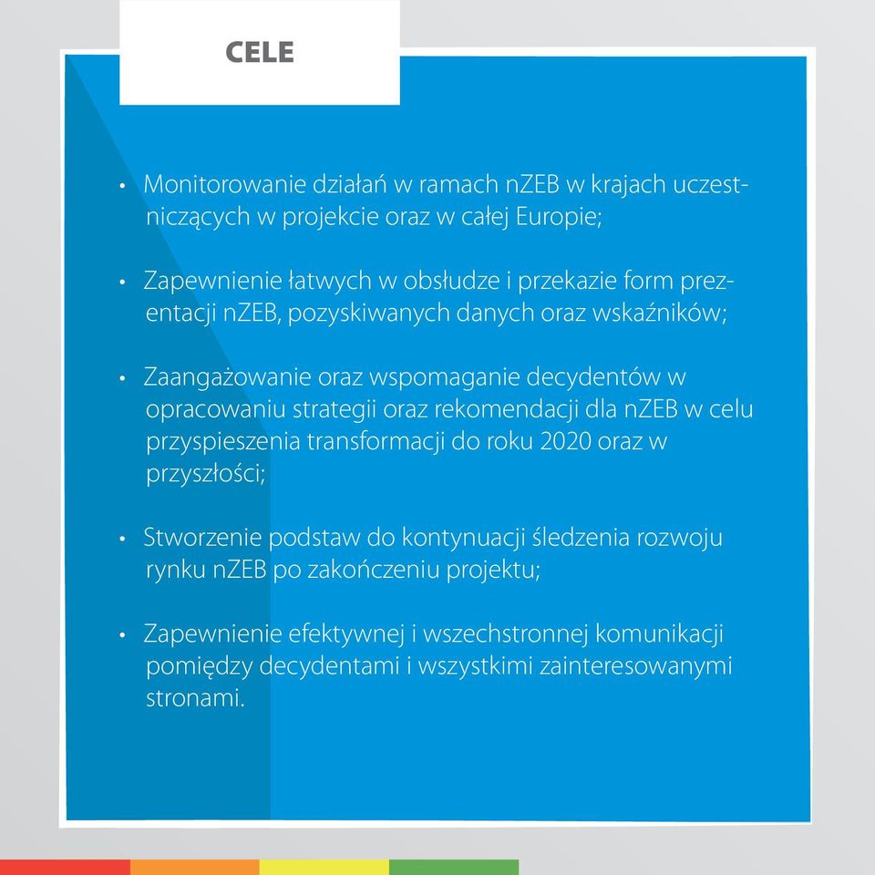 rekomendacji dla nzeb w celu przyspieszenia transformacji do roku 2020 oraz w przyszłości; Stworzenie podstaw do kontynuacji śledzenia