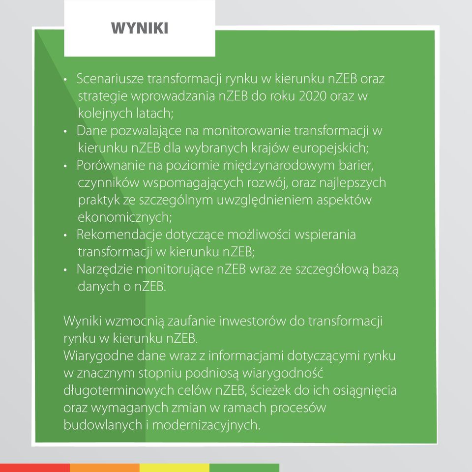 Rekomendacje dotyczące możliwości wspierania transformacji w kierunku nzeb; Narzędzie monitorujące nzeb wraz ze szczegółową bazą danych o nzeb.