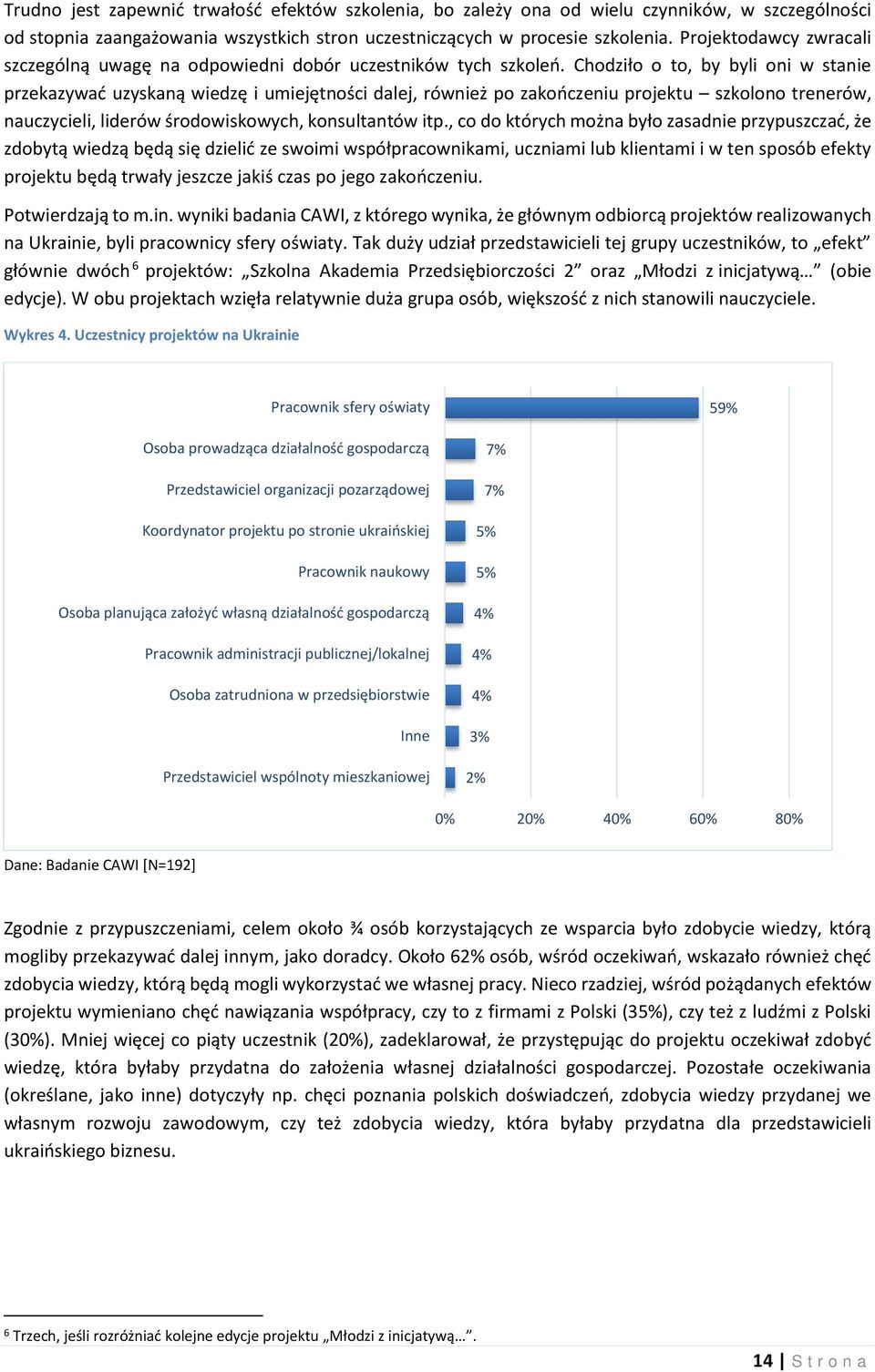 Chodziło o to, by byli oni w stanie przekazywać uzyskaną wiedzę i umiejętności dalej, również po zakończeniu projektu szkolono trenerów, nauczycieli, liderów środowiskowych, konsultantów itp.