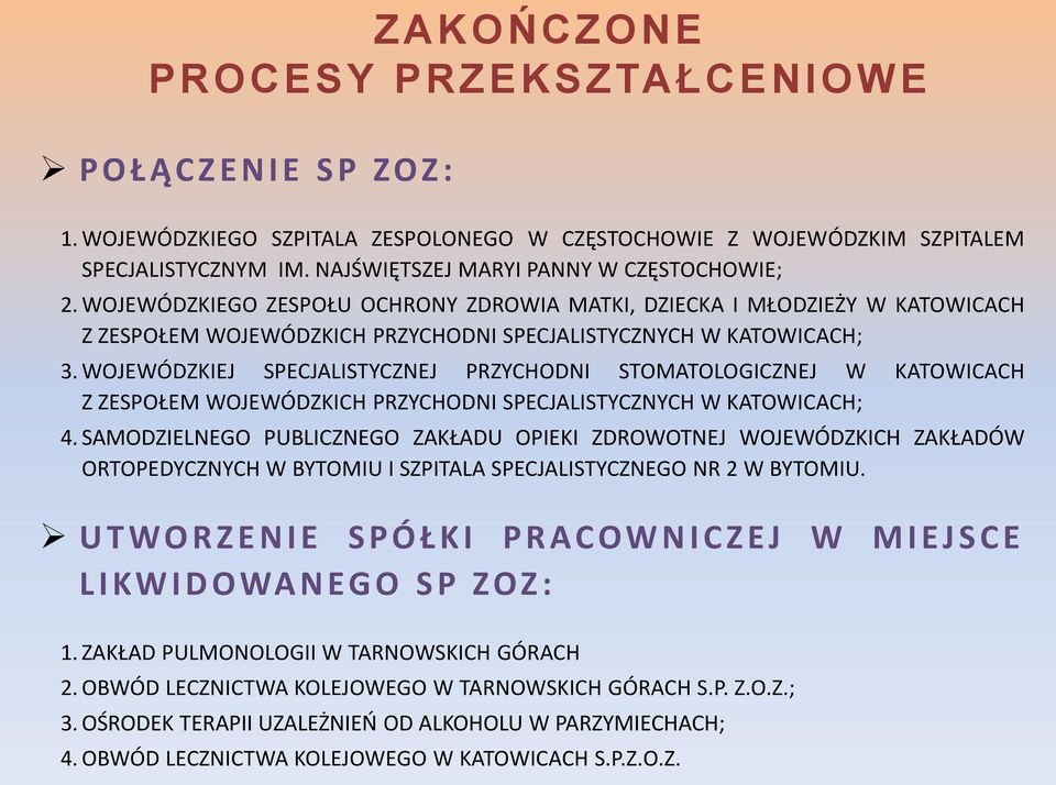 WOJEWÓDZKIEJ SPECJALISTYCZNEJ PRZYCHODNI STOMATOLOGICZNEJ W KATOWICACH Z ZESPOŁEM WOJEWÓDZKICH PRZYCHODNI SPECJALISTYCZNYCH W KATOWICACH; 4.