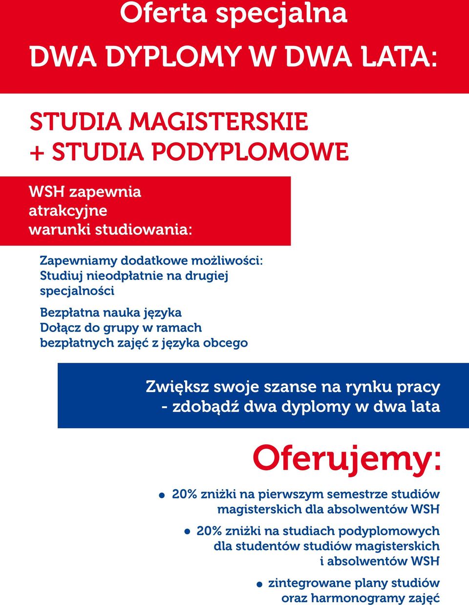 obcego Zwiększ swoje szanse na rynku pracy - zdobądź dwa dyplomy w dwa lata Oferujemy: 20% zniżki na pierwszym semestrze studiów magisterskich