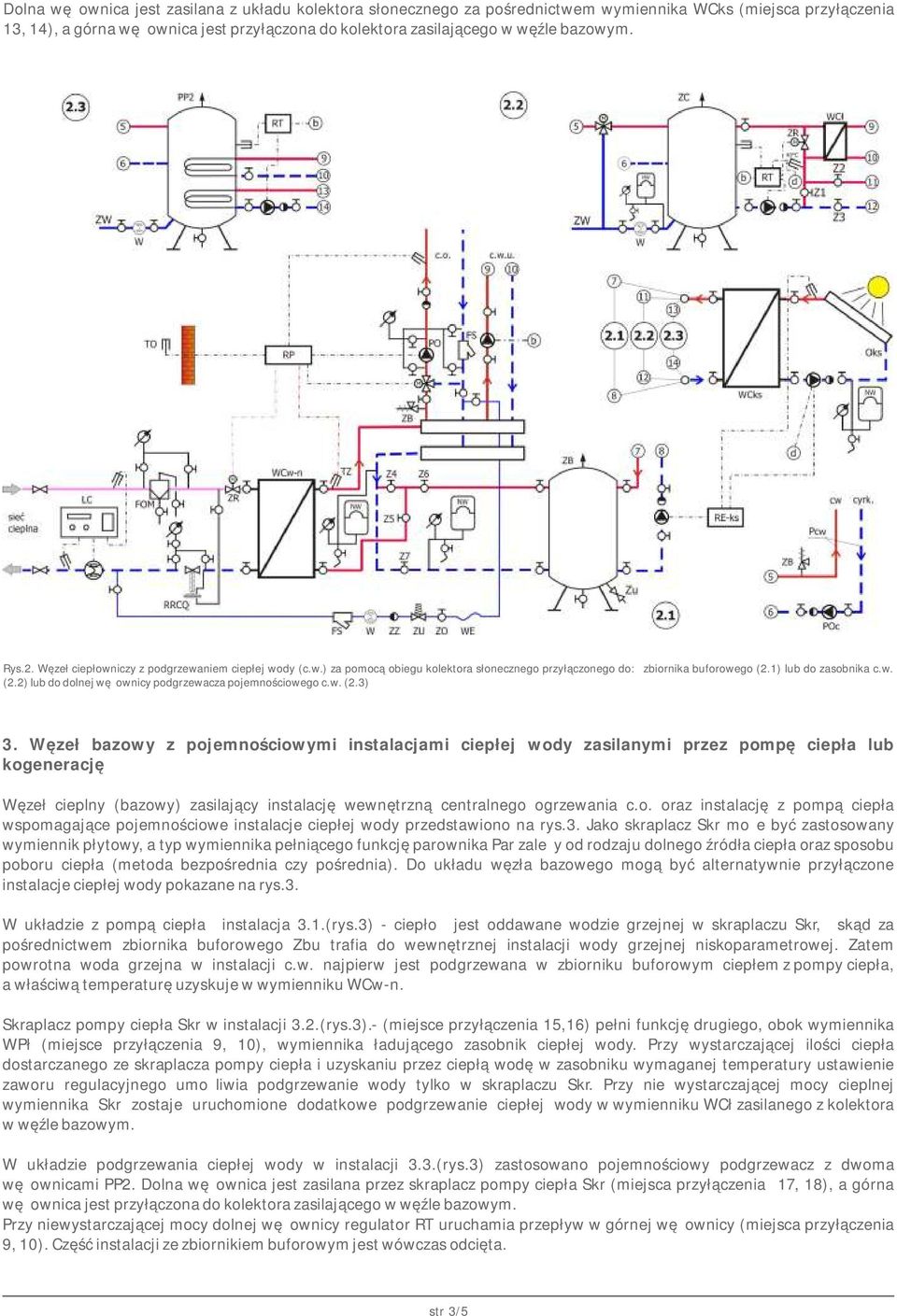 1) lub do zasobnika c.w. (2.2) lub do dolnej wężownicy podgrzewacza pojemnościowego c.w. (2.3) 3.