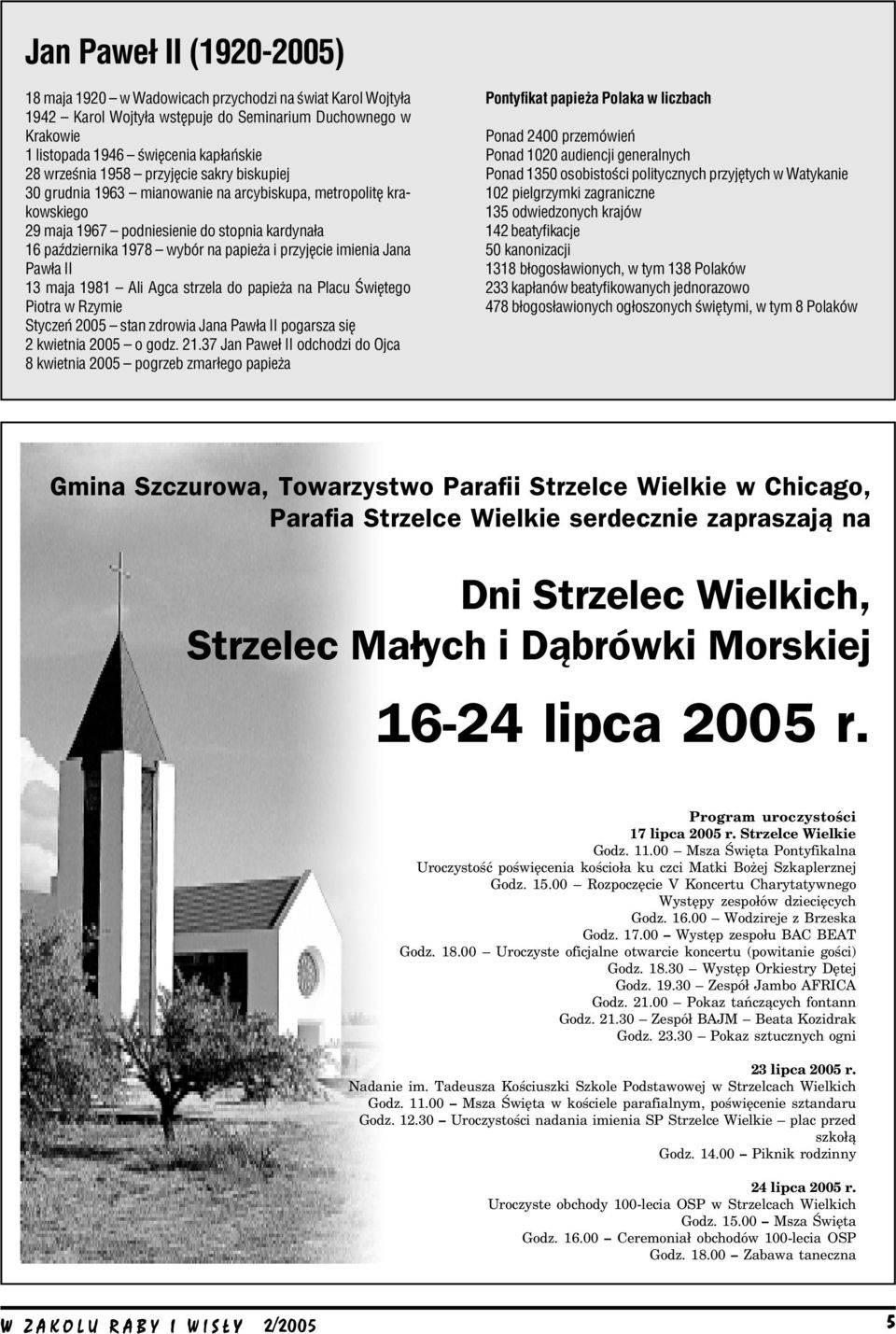 imienia Jana Pawła II 13 maja 1981 Ali Agca strzela do papieża na Placu Świętego Piotra w Rzymie Styczeń 2005 stan zdrowia Jana Pawła II pogarsza się 2 kwietnia 2005 o godz. 21.