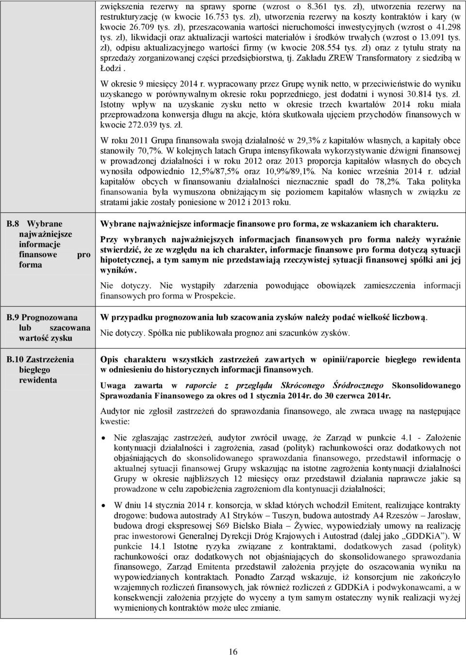 zł), odpisu aktualizacyjnego wartości firmy (w kwocie 208.554 tys. zł) oraz z tytułu straty na sprzedaży zorganizowanej części przedsiębiorstwa, tj. Zakładu ZREW Transformatory z siedzibą w Łodzi.