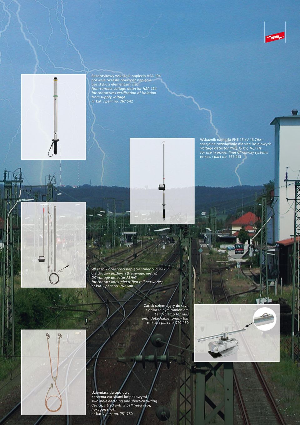 / part no. 767 41 Wskaźnik obecności napięcia stałego PEH/G dla drutów jezdnych (tramwaje, metro) DC voltage detector PEH/G for contact lines (electrified rail networks) nr kat. / part no.