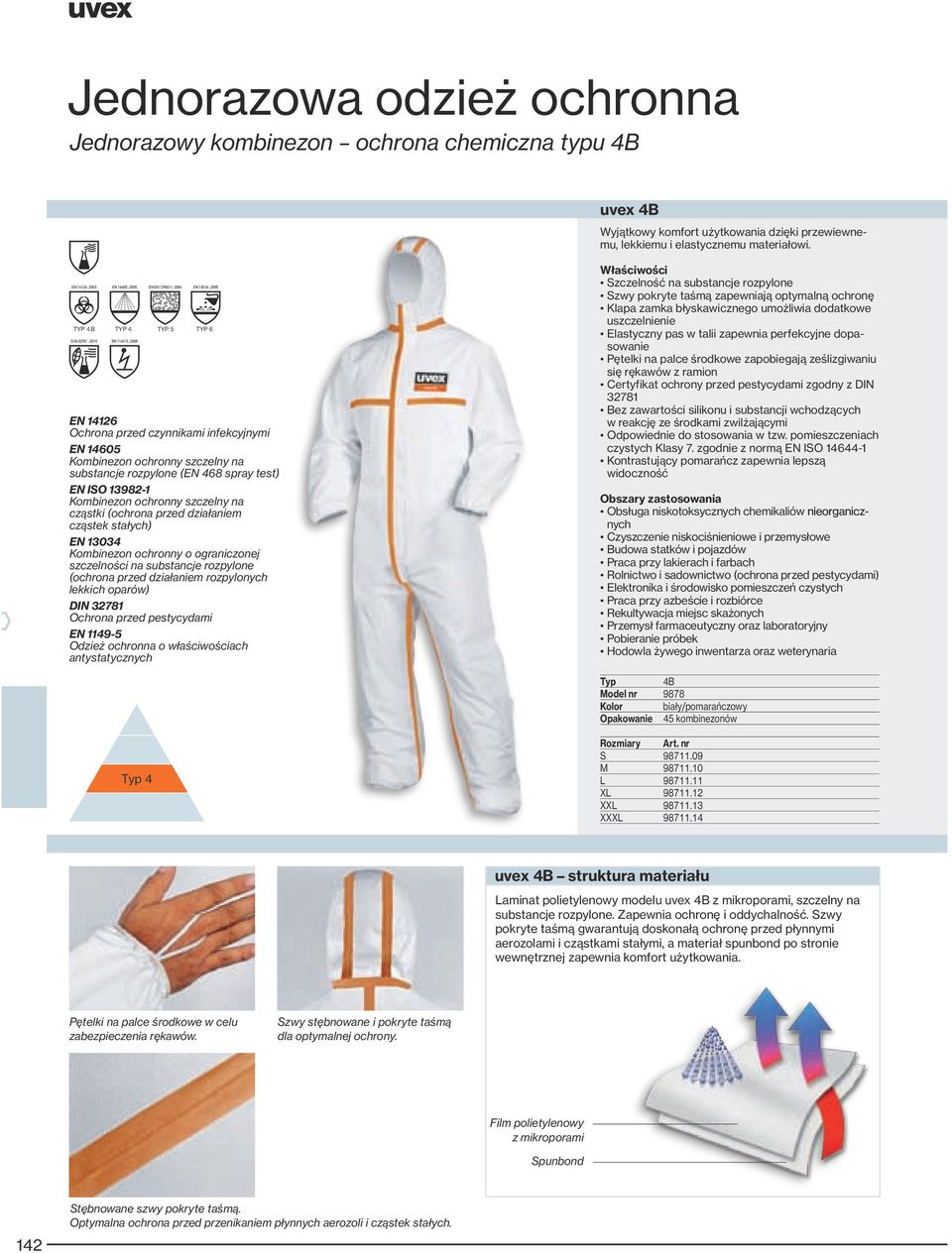 substancje rozpylone (EN 468 spray test) EN ISO 13982-1 Kombinezon ochronny szczelny na cząstki (ochrona przed działaniem cząstek stałych) EN 13034 Kombinezon ochronny o ograniczonej szczelności na