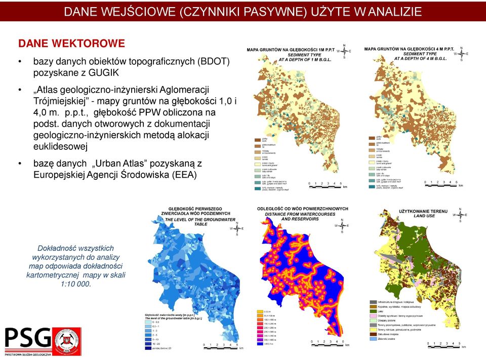 danych otworowych z dokumentacji geologiczno-inżynierskich metodą alokacji euklidesowej bazę danych Urban Atlas pozyskaną z