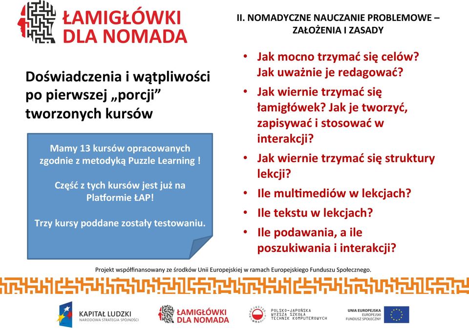 Jak mocno trzymać się celów? Jak uważnie je redagować? Jak wiernie trzymać się łamigłówek?