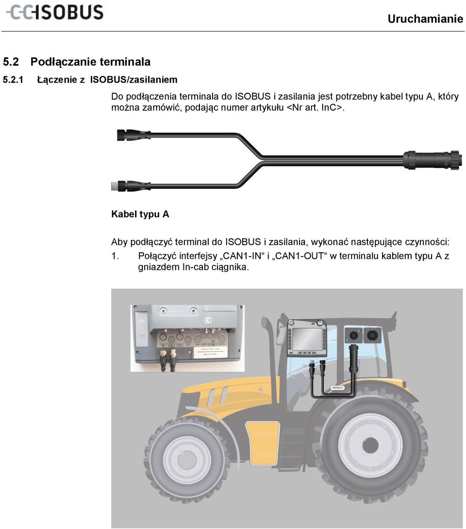 potrzebny kabel typu A, który można zamówić, podając numer artykułu <Nr art. InC>.