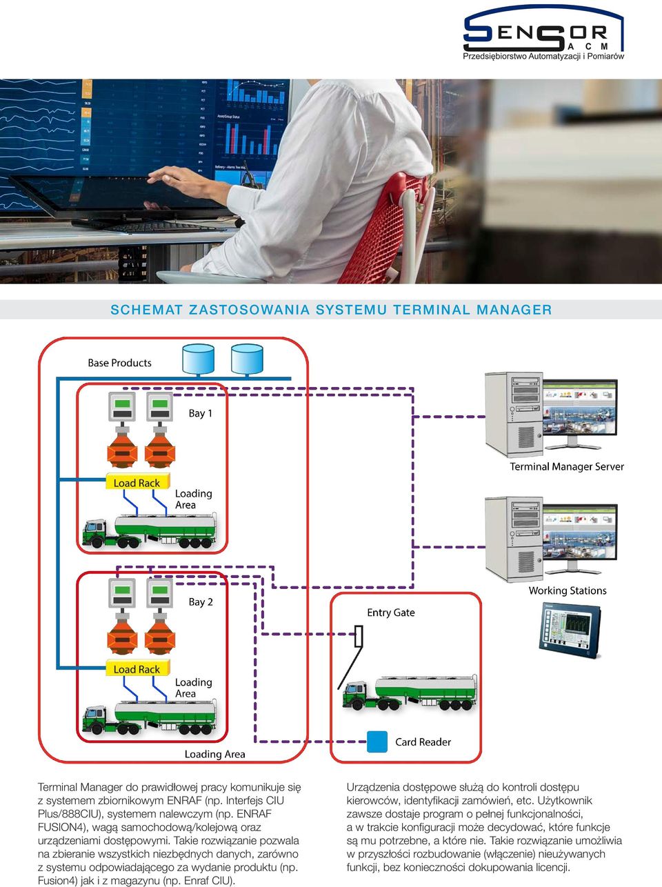 Takie rozwiązanie pozwala na zbieranie wszystkich niezbędnych danych, zarówno z systemu odpowiadającego za wydanie produktu (np. Fusion4) jak i z magazynu (np. Enraf CIU).