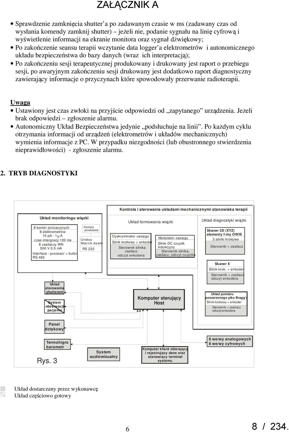 sesji terapeutycznej produkowany i drukowany jest raport o przebiegu sesji, po awaryjnym zakończeniu sesji drukowany jest dodatkowo raport diagnostyczny zawierający informacje o przyczynach które