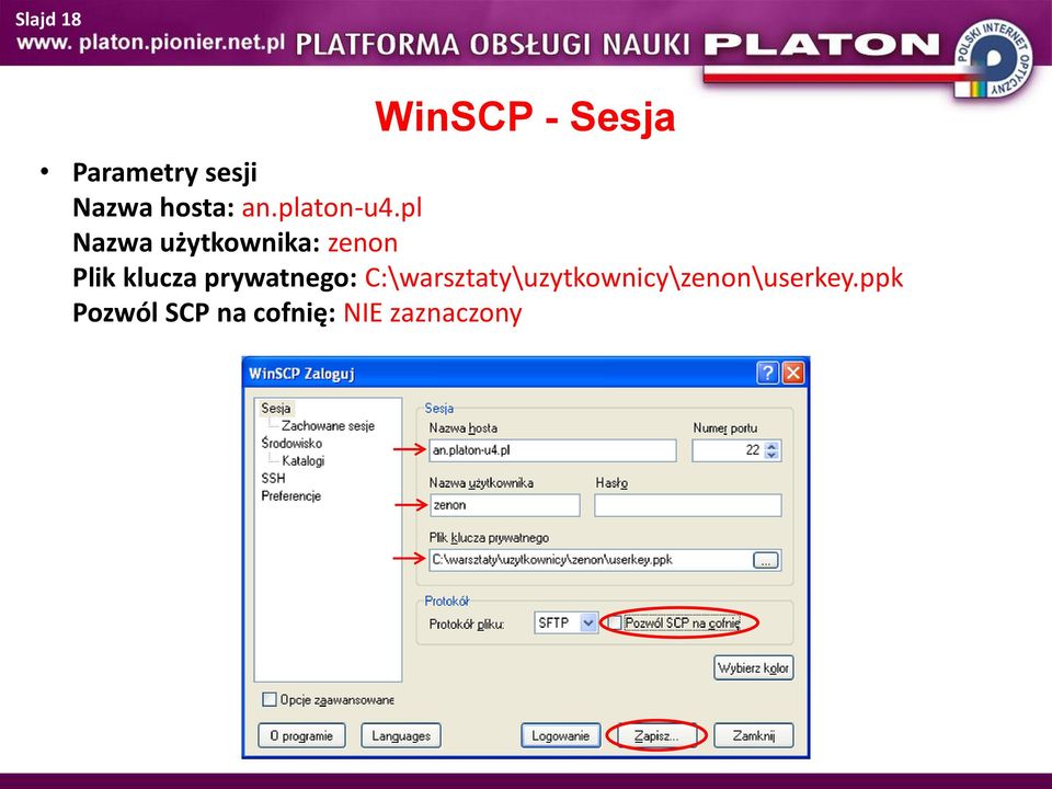 pl Nazwa użytkownika: zenon Plik klucza
