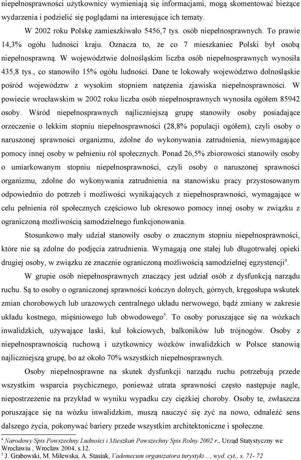 W województwie dolnośląskim liczba osób niepełnosprawnych wynosiła 435,8 tys., co stanowiło 15% ogółu ludności.