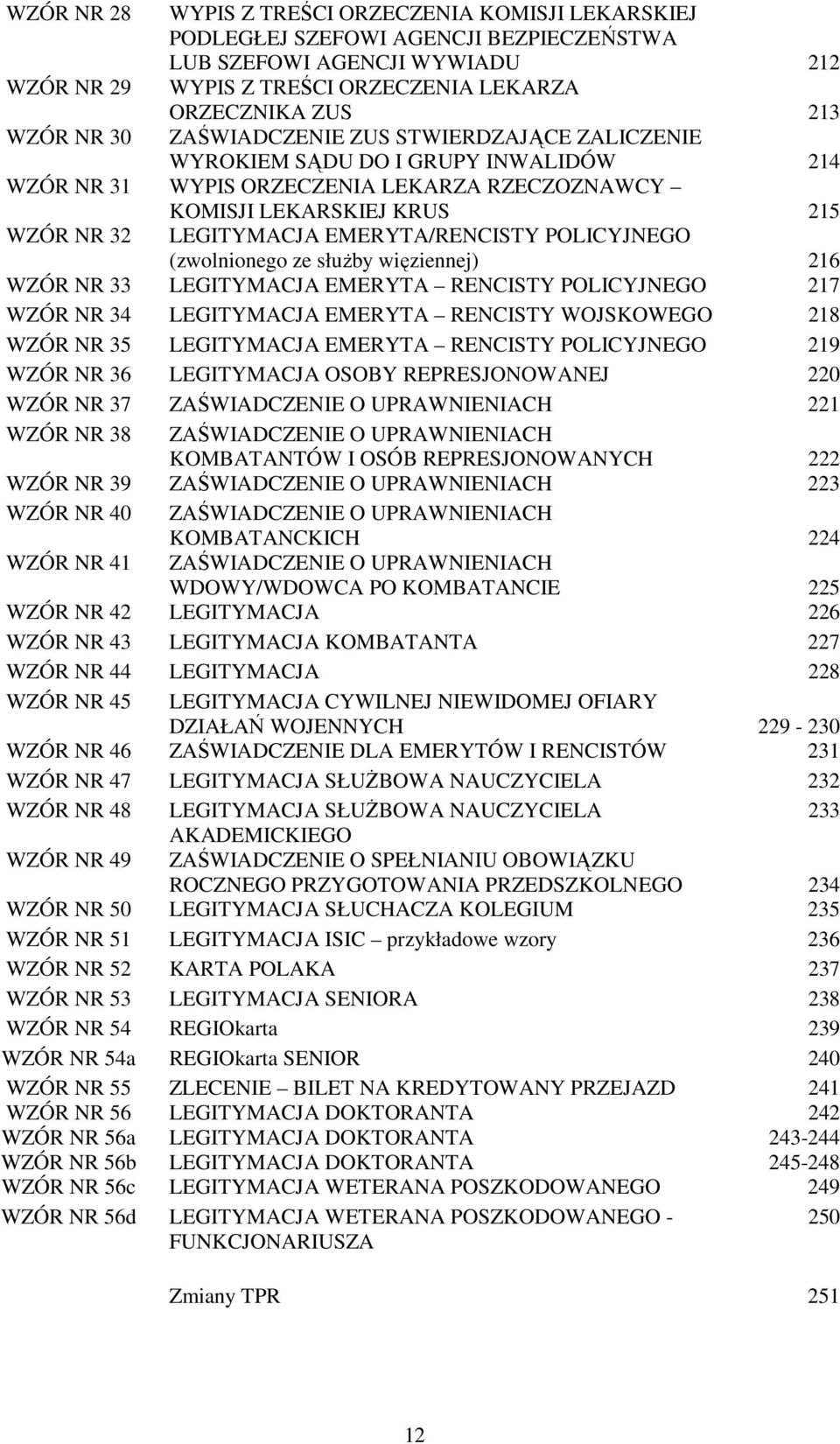 EMERYTA/RENCISTY POLICYJNEGO (zwolnionego ze służby więziennej) 216 WZÓR NR 33 LEGITYMACJA EMERYTA RENCISTY POLICYJNEGO 217 WZÓR NR 34 LEGITYMACJA EMERYTA RENCISTY WOJSKOWEGO 218 WZÓR NR 35