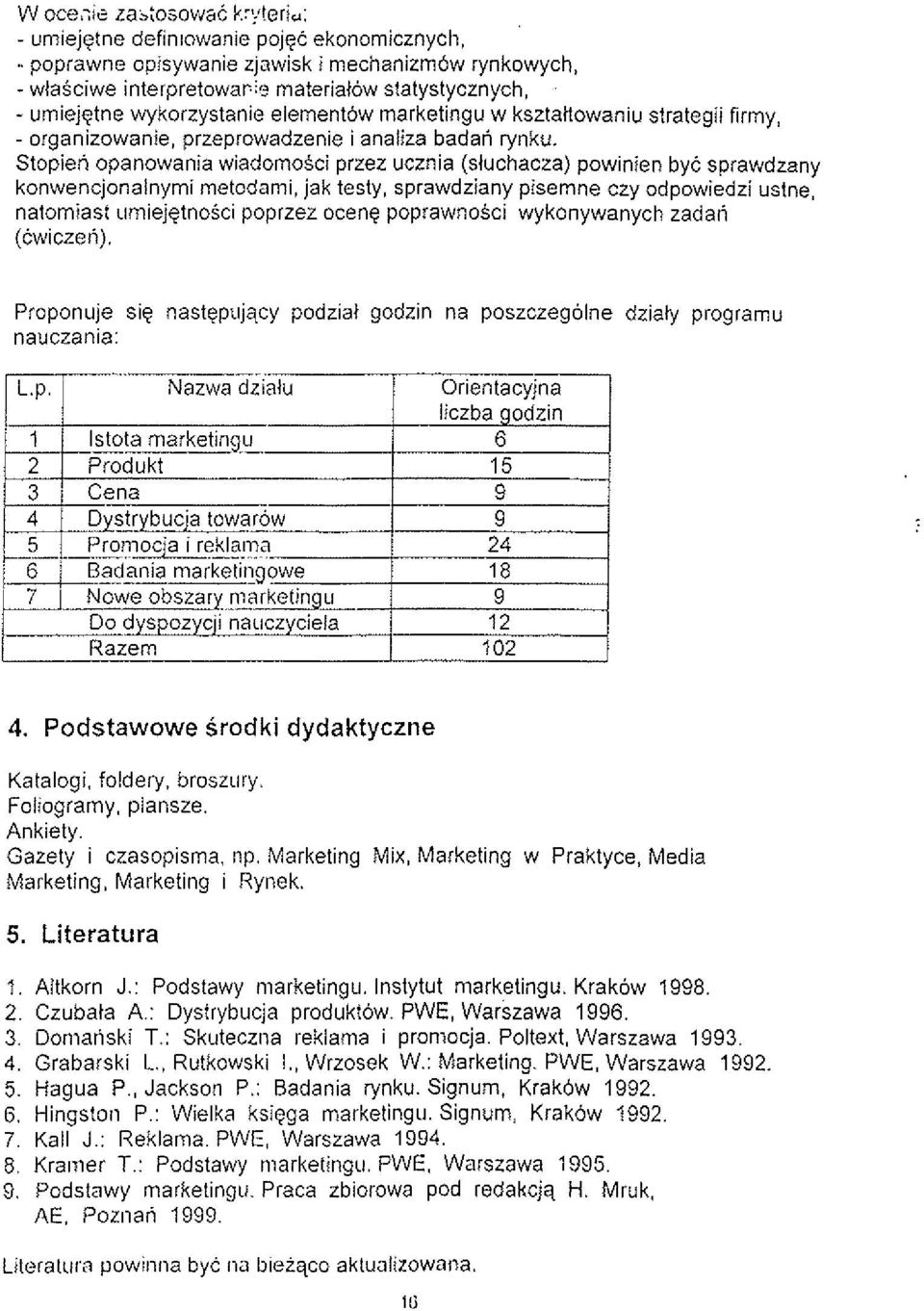 Stopien opanowania wiadomosci przez ucznia (sluchacza) powinien byc sprawdzany konwencjonalnymi metodami, jak testy, sprawdziany pisemne czy odpowiedzi ustne, natomiast tirniejqtnosci poprzez oceng