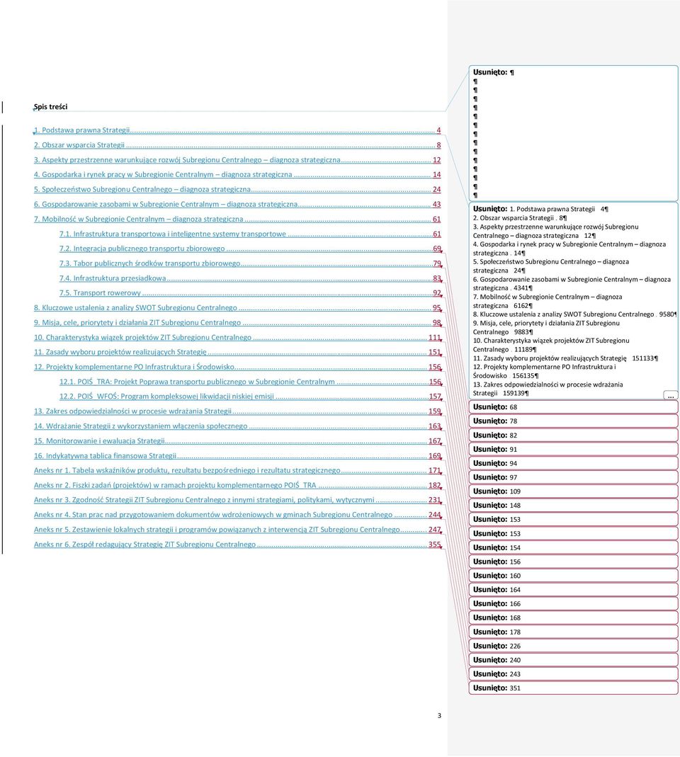 Gospodarowanie zasobami w Subregionie Centralnym diagnoza strategiczna... 43 7. Mobilność w Subregionie Centralnym diagnoza strategiczna... 61 