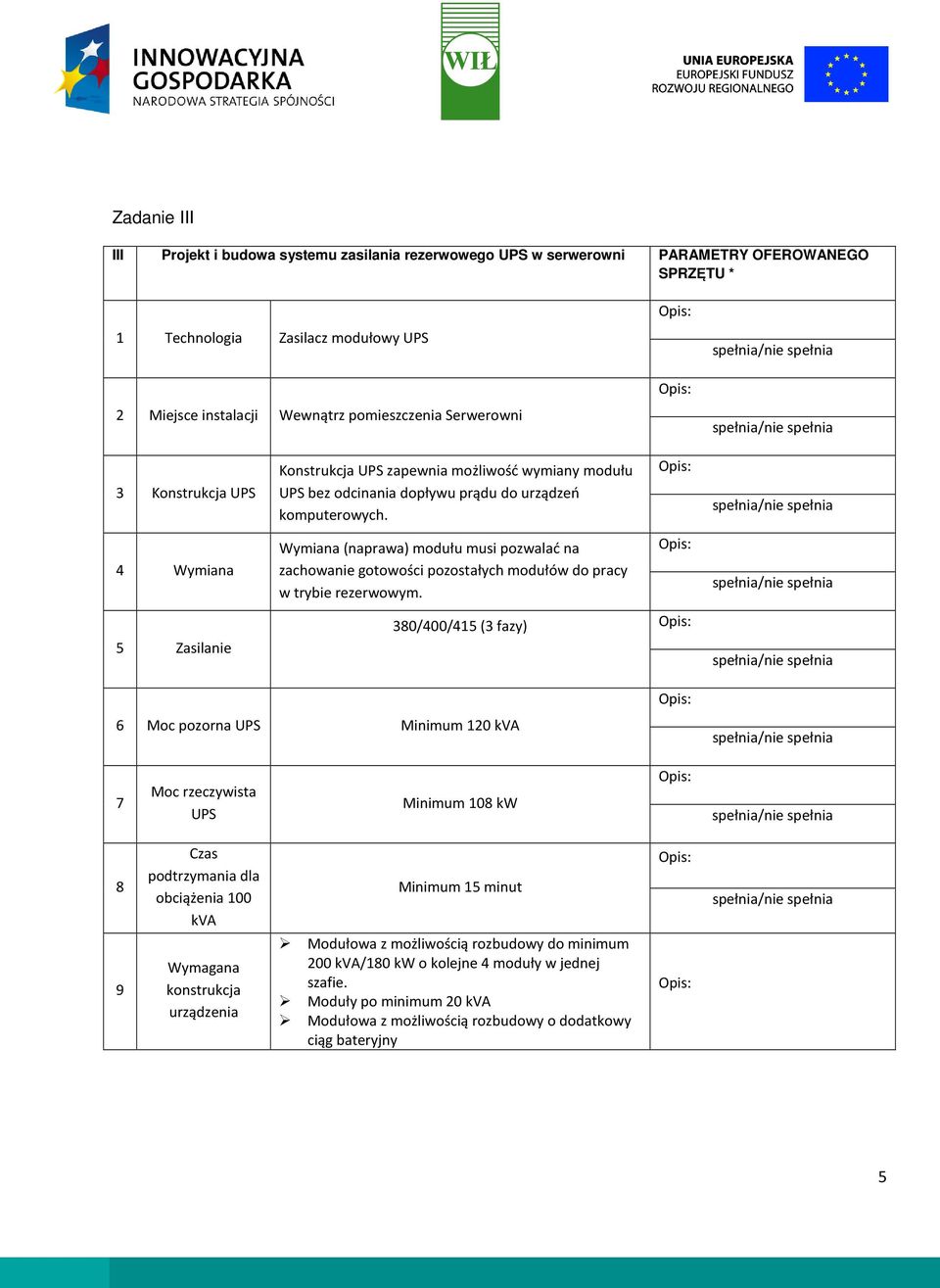 4 Wymiana Wymiana (naprawa) modułu musi pozwalać na zachowanie gotowości pozostałych modułów do pracy w trybie rezerwowym.