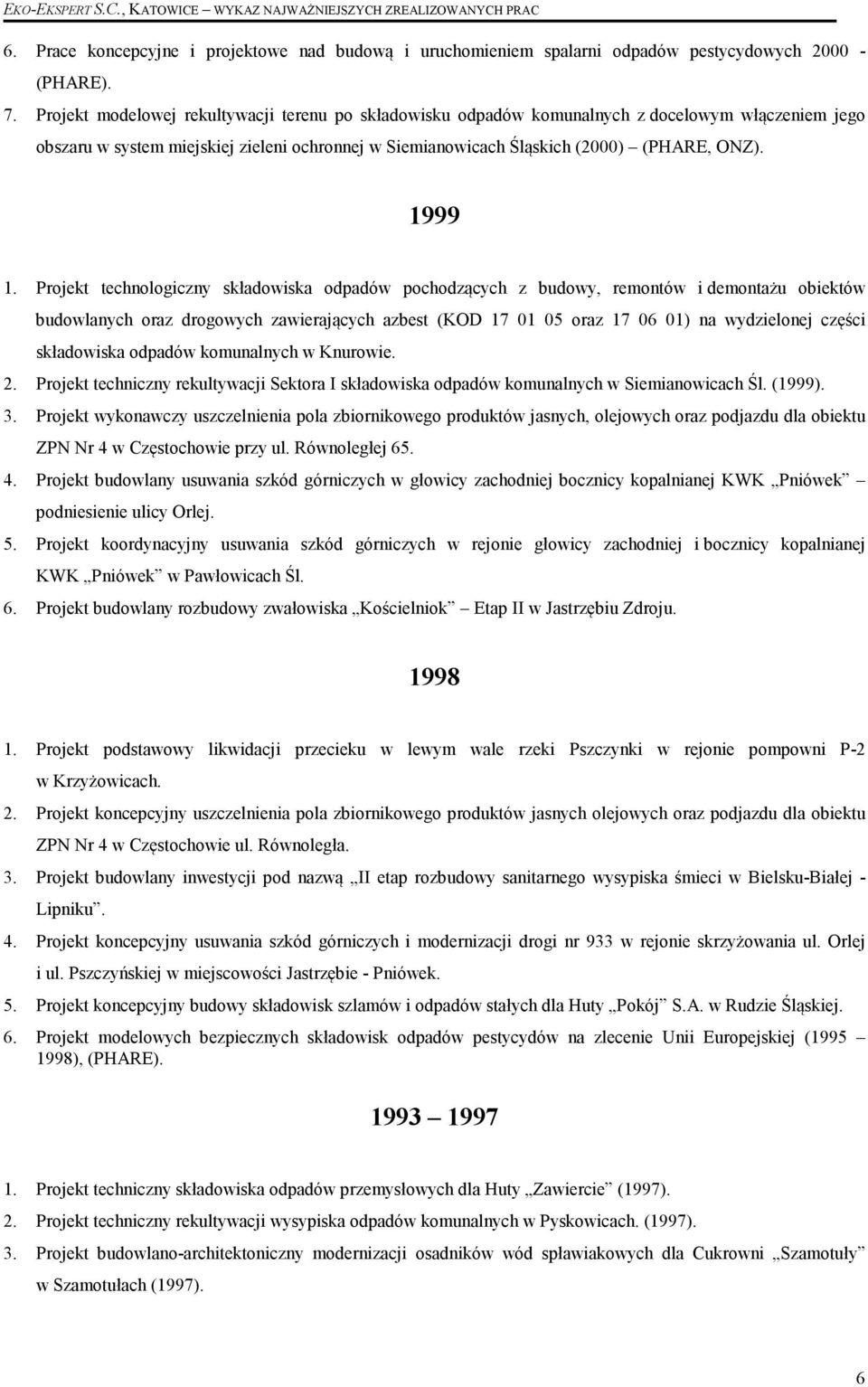 Projekt technologiczny składowiska odpadów pochodzących z budowy, remontów i demontażu obiektów budowlanych oraz drogowych zawierających azbest (KOD 17 01 05 oraz 17 06 01) na wydzielonej części