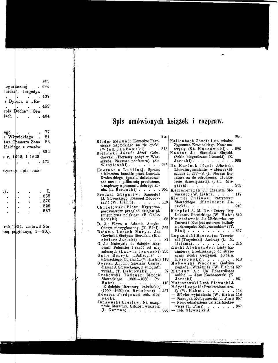 . 636 Bielinski J6zef: J6zef Golu- Kantor J.: Stanislaw Stupski. chowski. (Pierwszy pobyt w War- (Szkic biograficzno - literacki). (K. szawie. Pierwsza profesura). (S t. Jarecki)......... 365 Wasylewski).