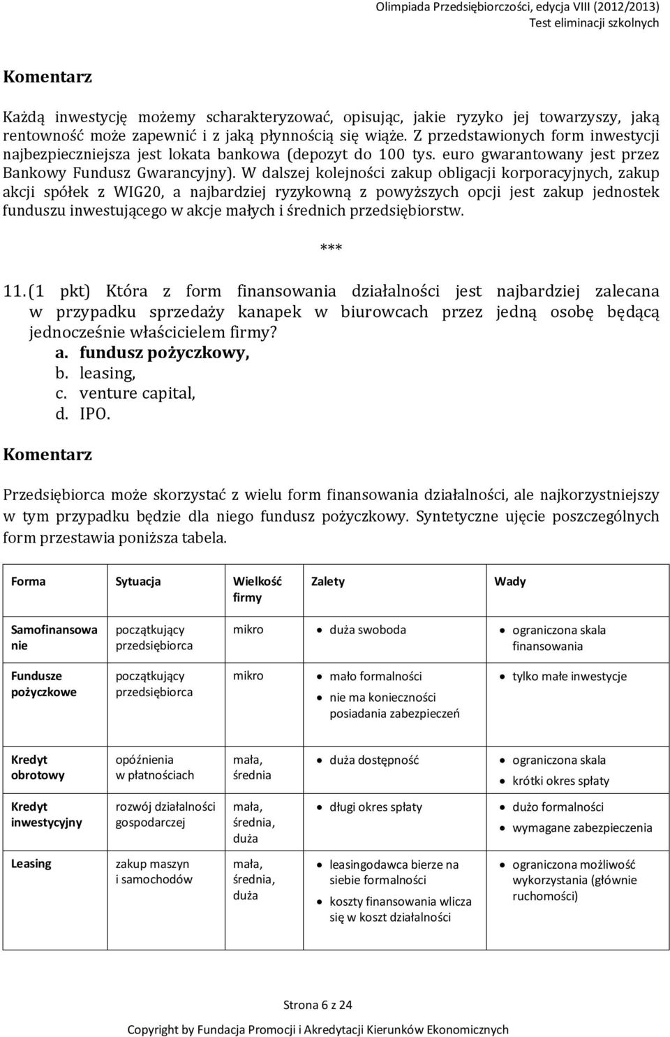 W dalszej kolejności zakup obligacji korporacyjnych, zakup akcji spółek z WIG20, a najbardziej ryzykowną z powyższych opcji jest zakup jednostek funduszu inwestującego w akcje małych i średnich