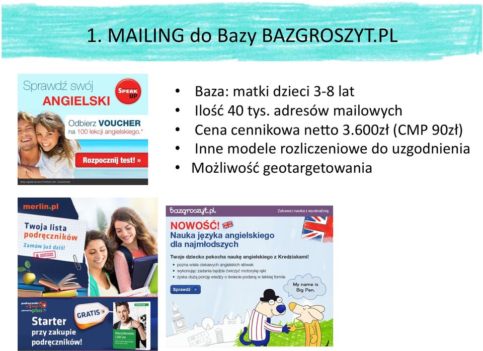 adresów mailowych Cena cennikowa nebo 3.