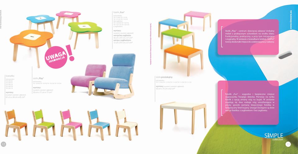 Funkcjonalny, praktyczny, a przy tym intrygujący i oryginalny. W zestawie z krzesełkami kolekcji SiMPLE tworzy doskonałe miejsce do codziennej pracy i zabawy.