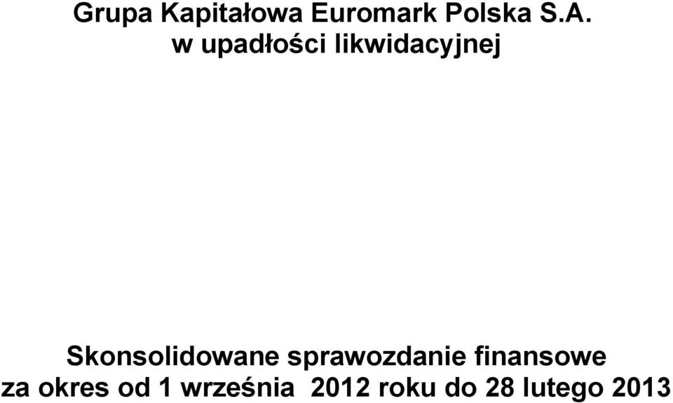 Skonsolidowane sprawozdanie finansowe