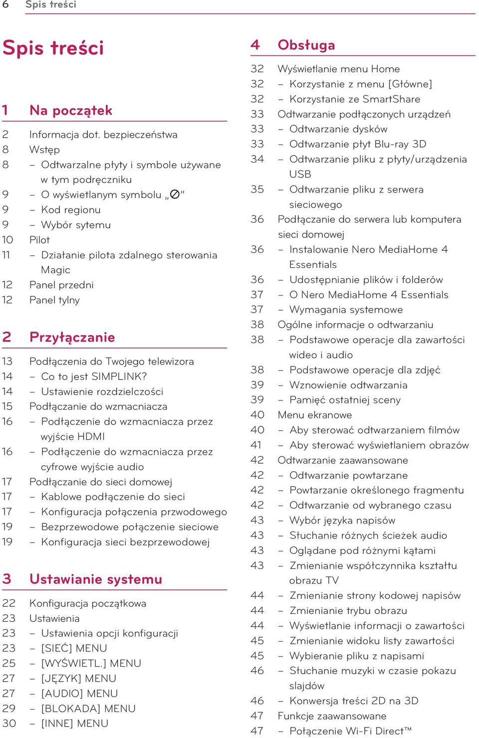 przedni 12 Panel tylny 2 Przyłączanie 13 Podłączenia do Twojego telewizora 14 Co to jest SIMPLINK?