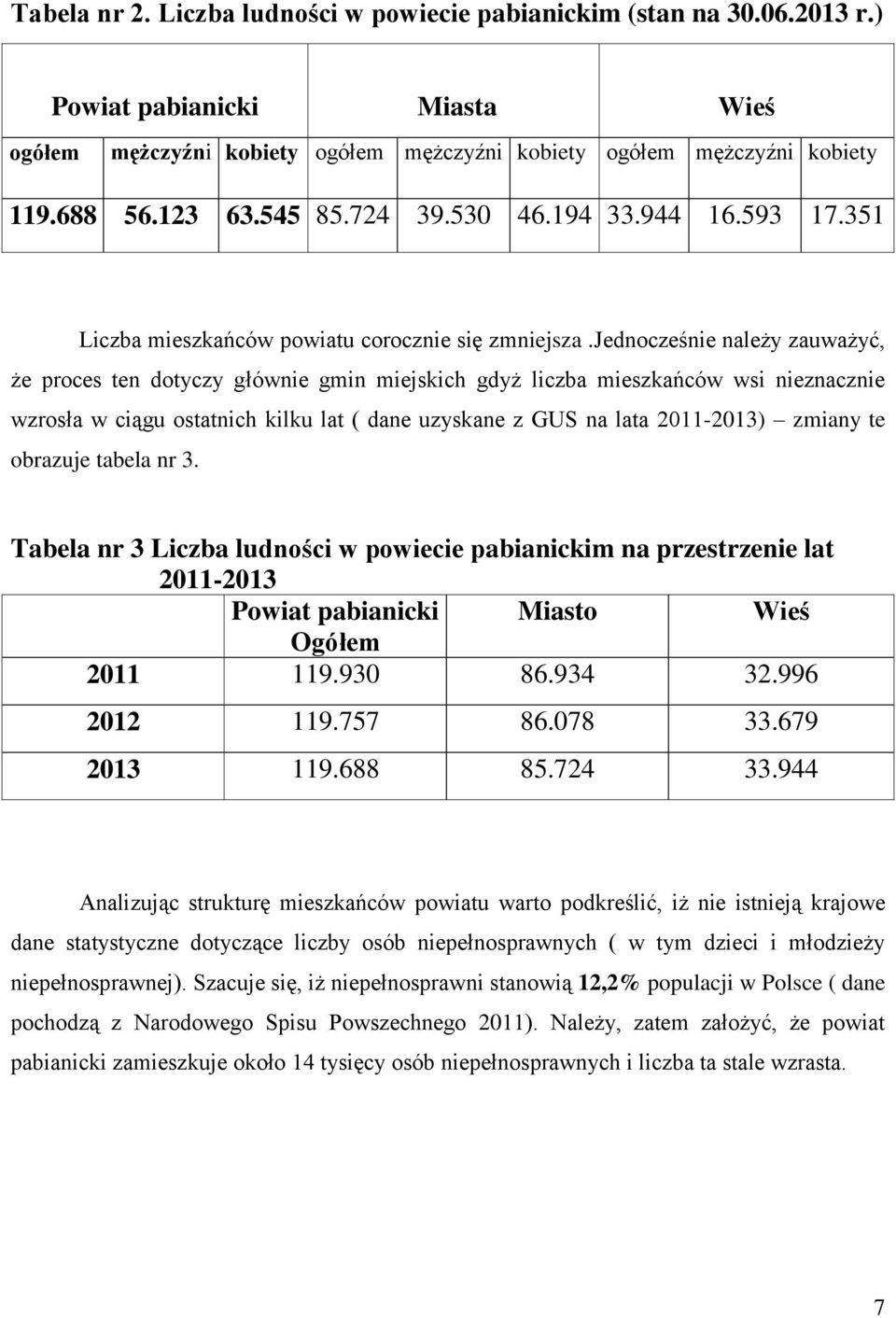 jednocześnie należy zauważyć, że proces ten dotyczy głównie gmin miejskich gdyż liczba mieszkańców wsi nieznacznie wzrosła w ciągu ostatnich kilku lat ( dane uzyskane z GUS na lata 2011-2013) zmiany