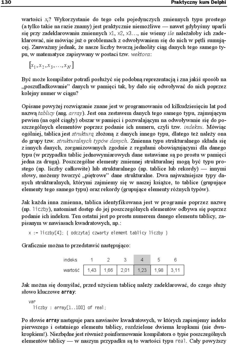 należałoby ich zadeklarować, nie mówiąc już o problemach z odwoływaniem się do nich w pętli sumującej.