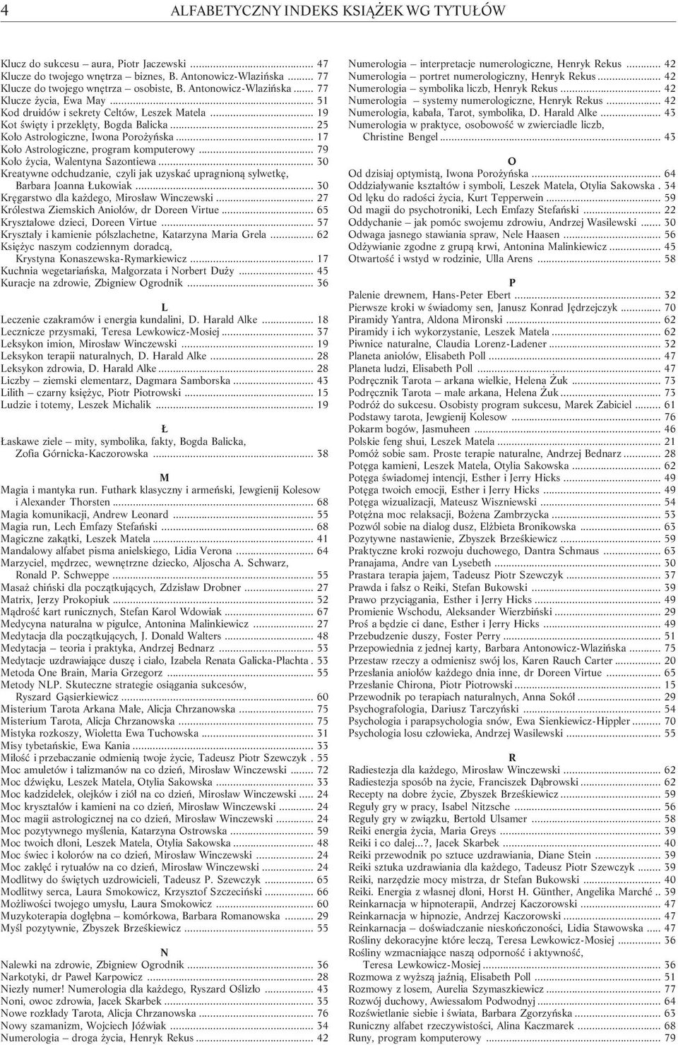 .. 17 Ko³o Astrologiczne, program komputerowy... 79 Ko³o ycia, Walentyna Sazontiewa... 30 Kreatywne odchudzanie, czyli jak uzyskaæ upragnion¹ sylwetkê, Barbara Joanna ukowiak.