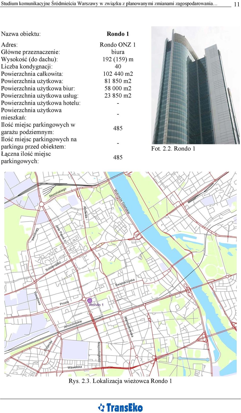 użytkowa biur: 58 000 m2 Powierzchnia użytkowa usług: 23 850 m2 Powierzchnia użytkowa hotelu: - Powierzchnia użytkowa mieszkań: - Ilość miejsc parkingowych