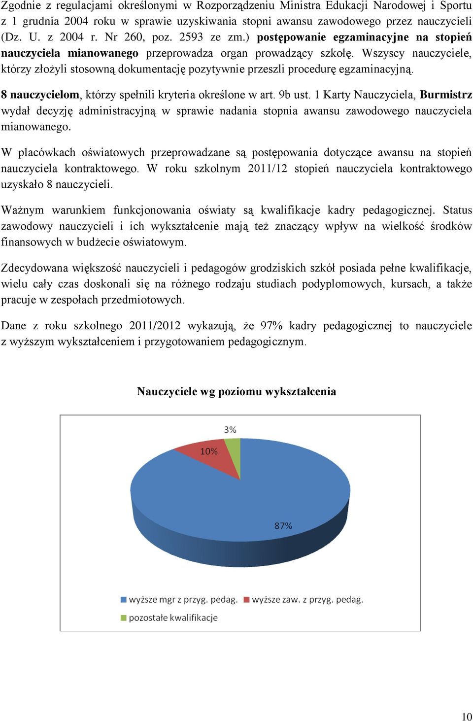 Wszyscy nauczyciele, którzy złożyli stosowną dokumentację pozytywnie przeszli procedurę egzaminacyjną. 8 nauczycielom, którzy spełnili kryteria określone w art. 9b ust.