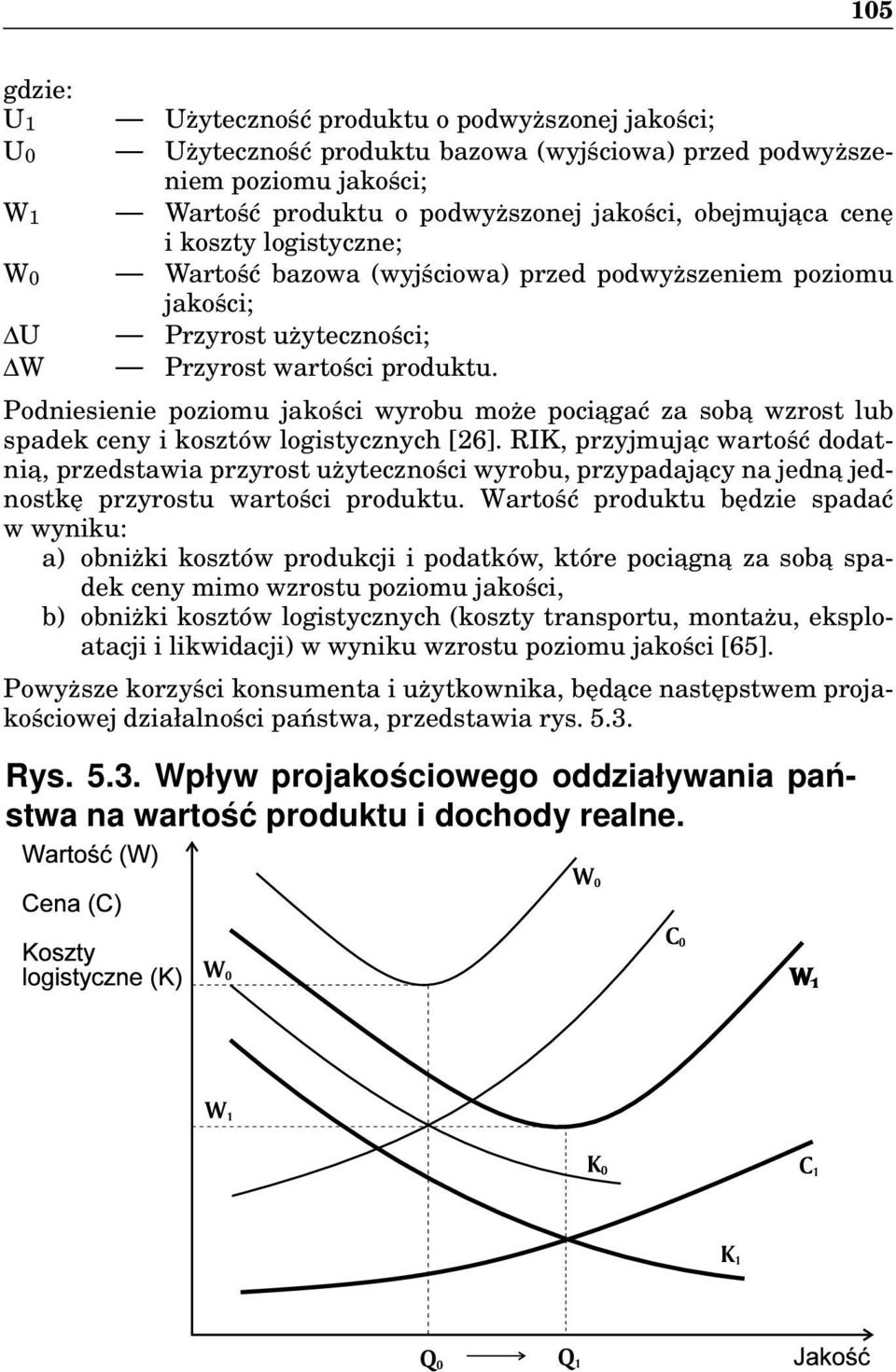 Podniesienie poziomu jakości wyrobu może pocia gać za soba wzrost lub spadek ceny i kosztów logistycznych [26].