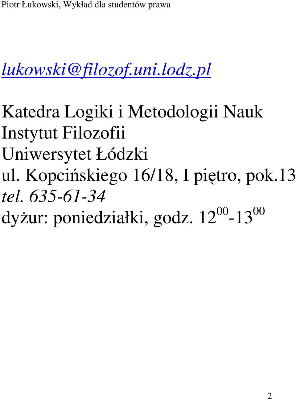 Filozofii Uniwersytet Łódzki ul.