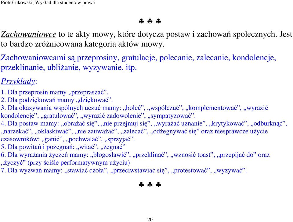 Dla podziękowań mamy dziękować. 3. Dla okazywania wspólnych uczuć mamy: boleć, współczuć, komplementować, wyrazić kondolencje, gratulować, wyrazić zadowolenie, sympatyzować. 4.