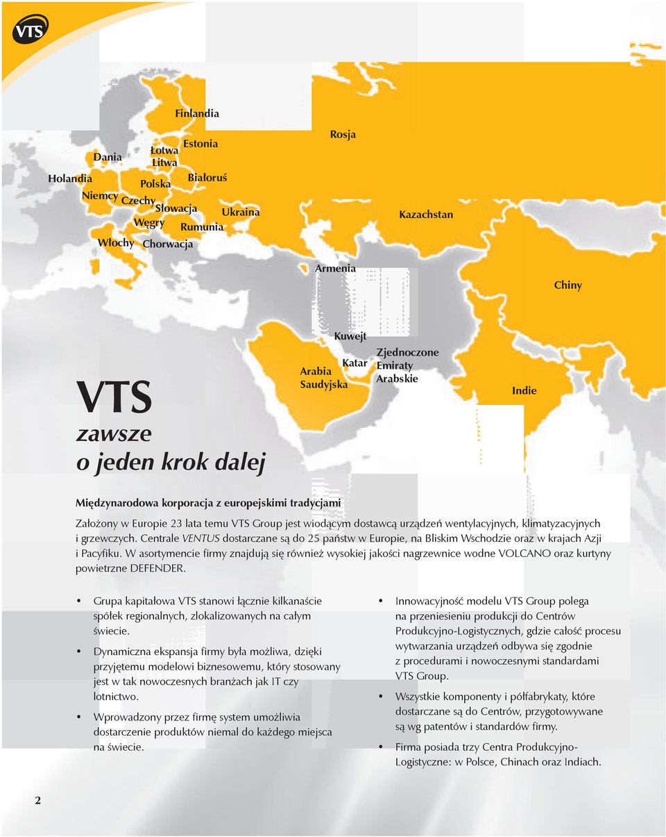 klimatyzacyjnych i grzewczych. Centrale VENTUS dostarczane są do 25 państw w Europie, na Bliskim Wschodzie oraz w krajach Azji i Pacyfiku.
