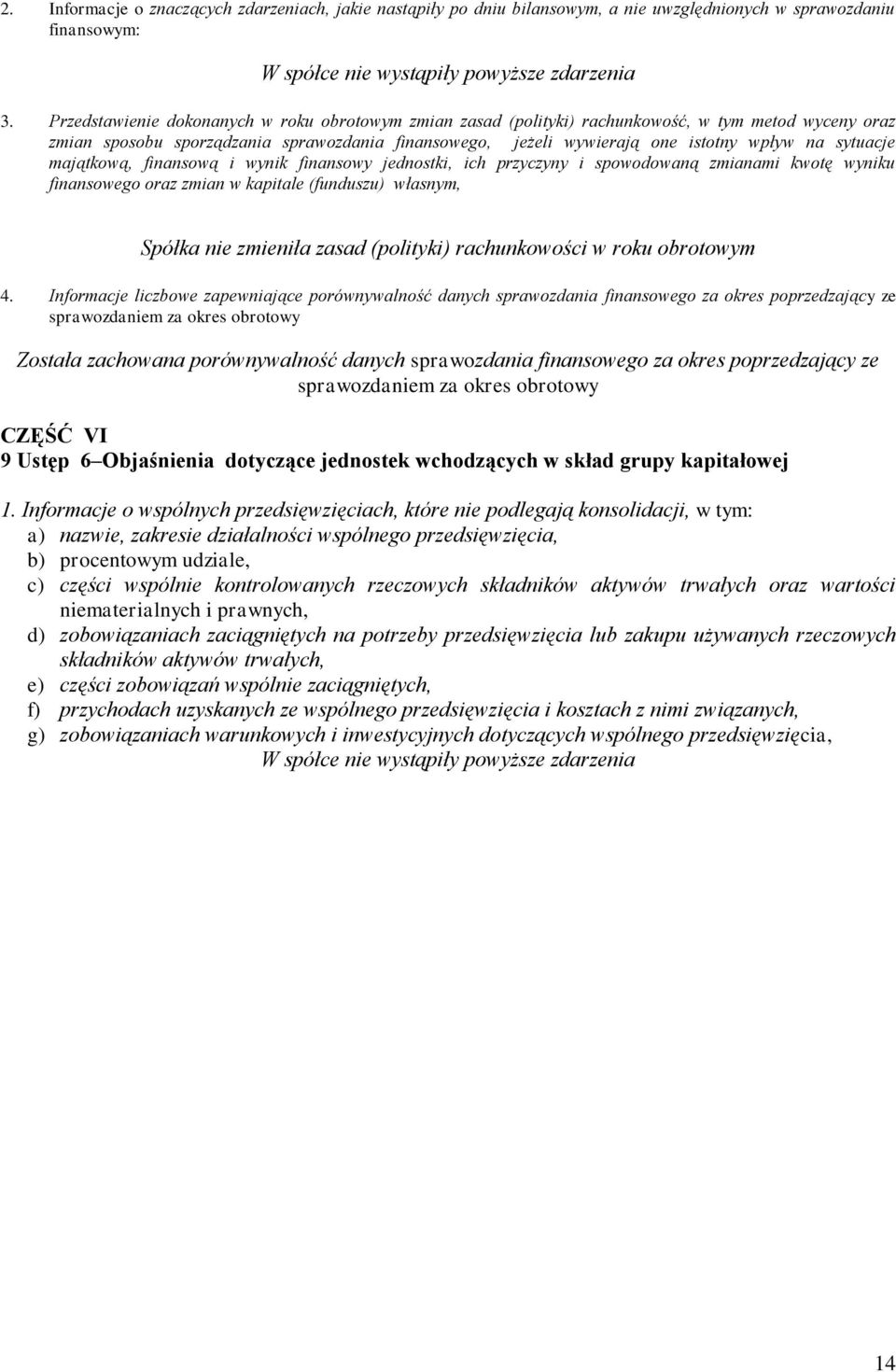 sytuacje majątkową, finansową i wynik finansowy jednostki, ich przyczyny i spowodowaną zmianami kwotę wyniku finansowego oraz zmian w kapitale (funduszu) własnym, Spółka nie zmieniła zasad (polityki)